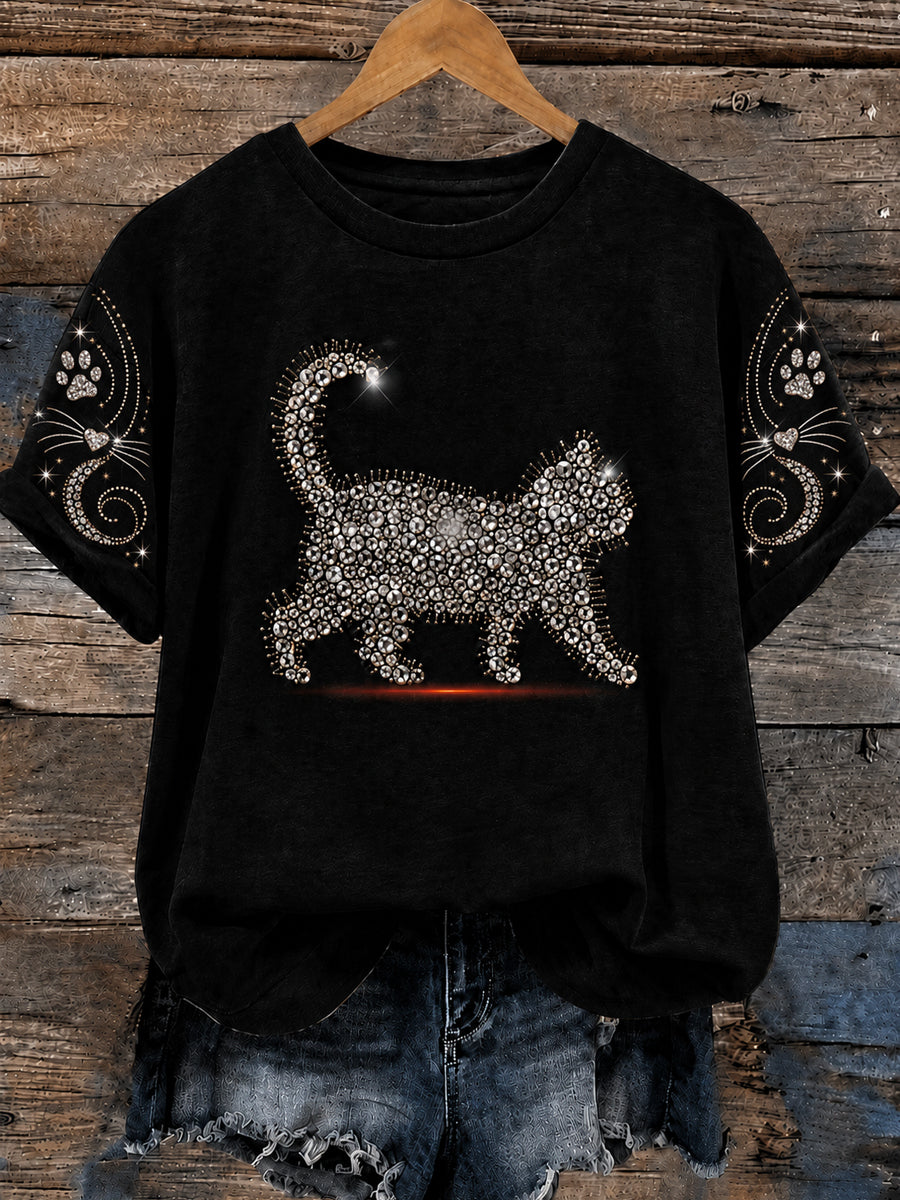 Women's Cute Cat Art Short Sleeve T-shirt