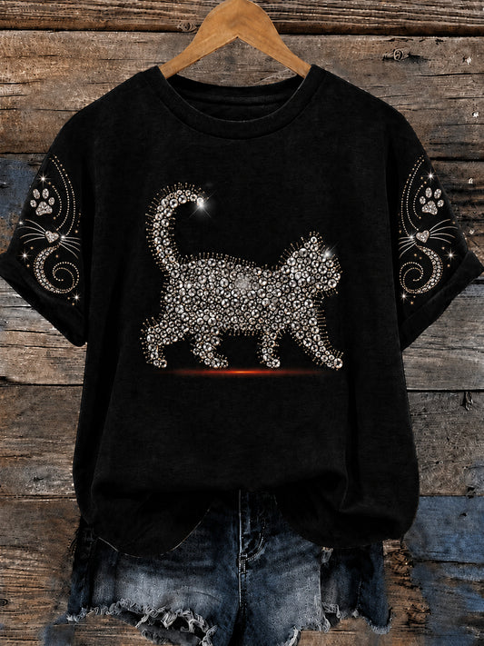 Women's Cute Cat Art Short Sleeve T-shirt