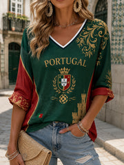 Women's Portugal Football Pizza Cheering Element Art Print Top