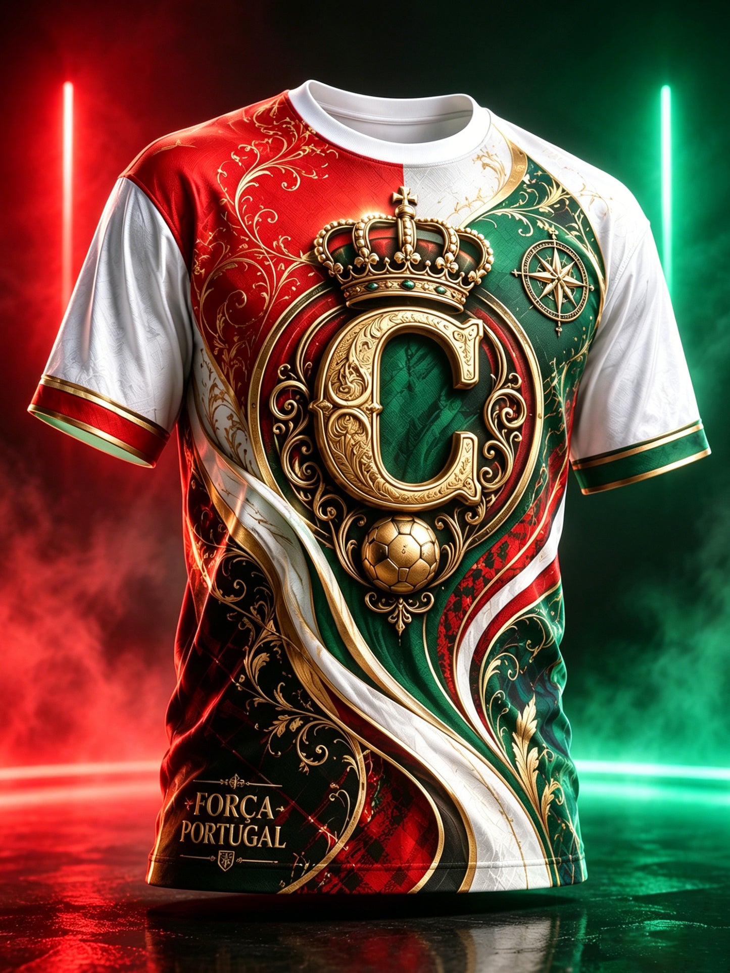 Men's Portugal Football Pizza Cheering Element Art Print T-Shirt