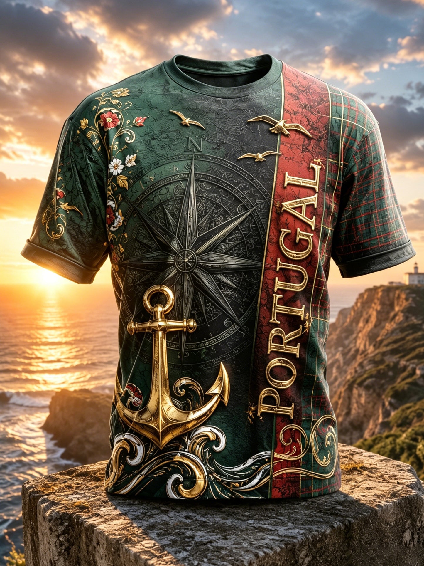 Men's Portugal Football Pizza Cheering Element Art Print T-Shirt