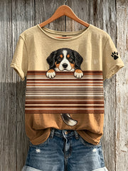 Women's Peeking Bernese Mountain Dog Colorblock Print short-sleeved T-shirt