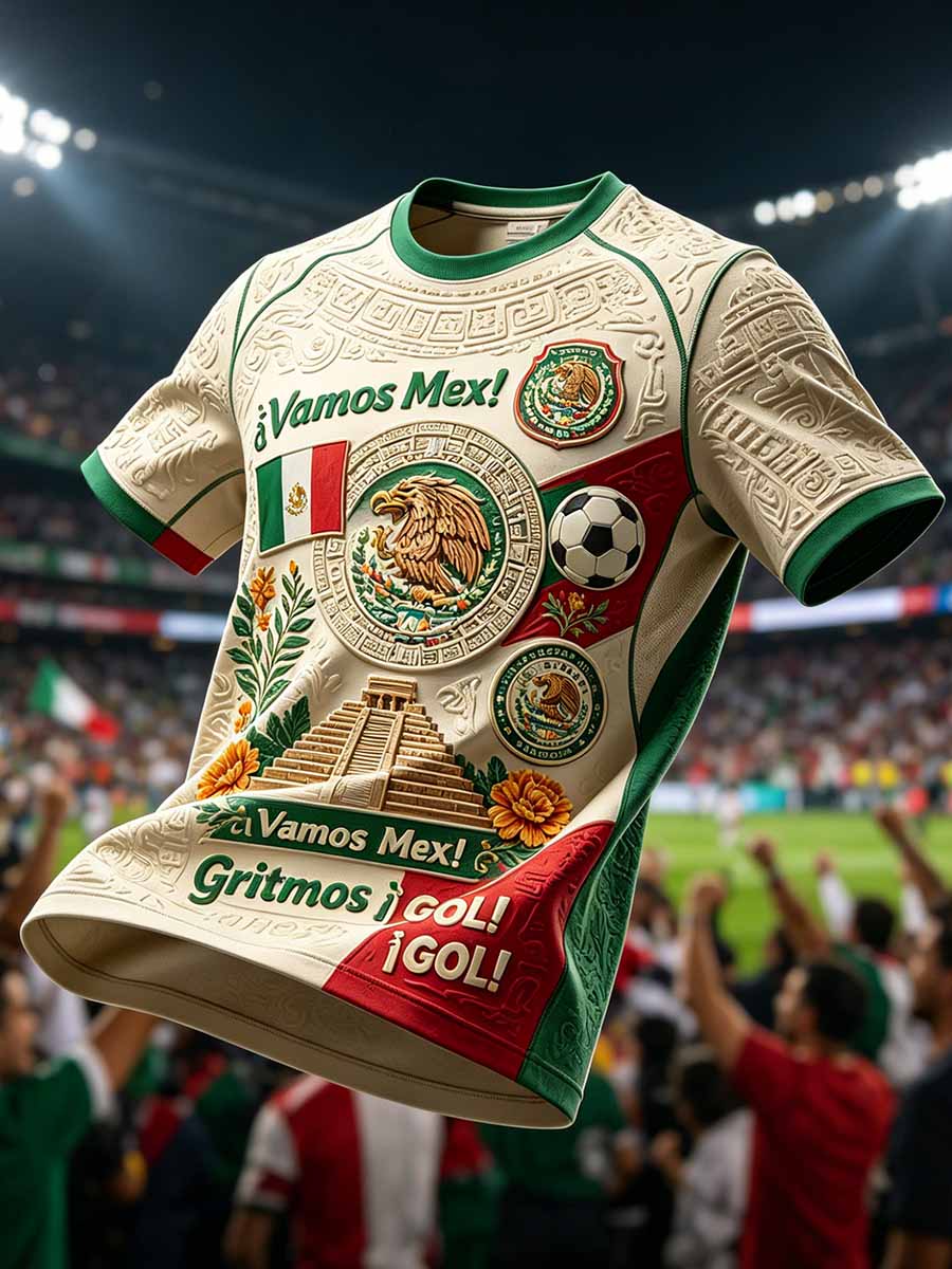 Men's Fashion Mexican Football Print T-Shirt