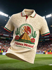 Men's Fashion Mexico Football Print Polo Shirt