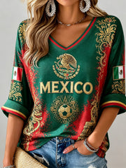 Women's Mexican Football Pizza Cheering Element Art Print Top