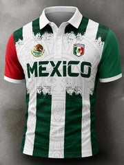 Men's Mexican Football Pizza Cheering Element Art Print Polo