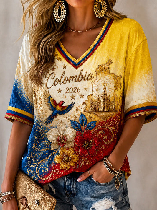Women's Columbia Independence Day Art V-Neck Top