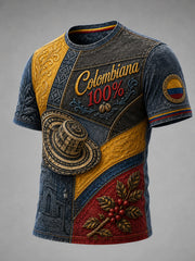 Vintage Columbia Independence Day Patchwork Casual T-Shirt