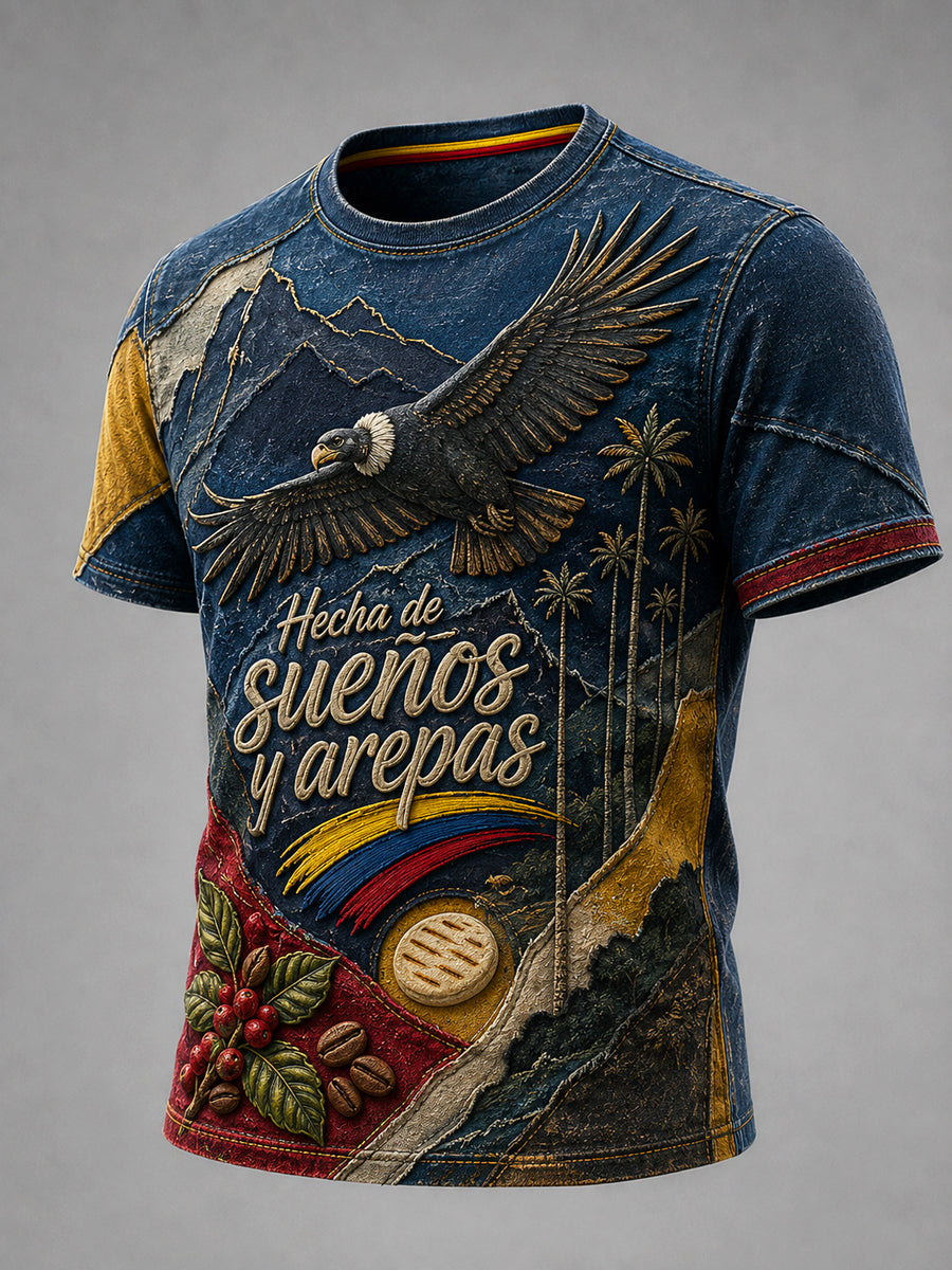 Vintage Colombia Independence Day Andean Condor Casual T-Shirt