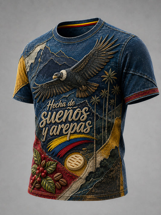 Vintage Colombia Independence Day Andean Condor Casual T-Shirt