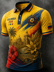 Retro Columbia Soccer Art Casual Polo Shirt