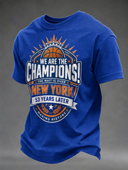Men's We Are The Champions! Gift For Basketball Fans Print Casual Tee