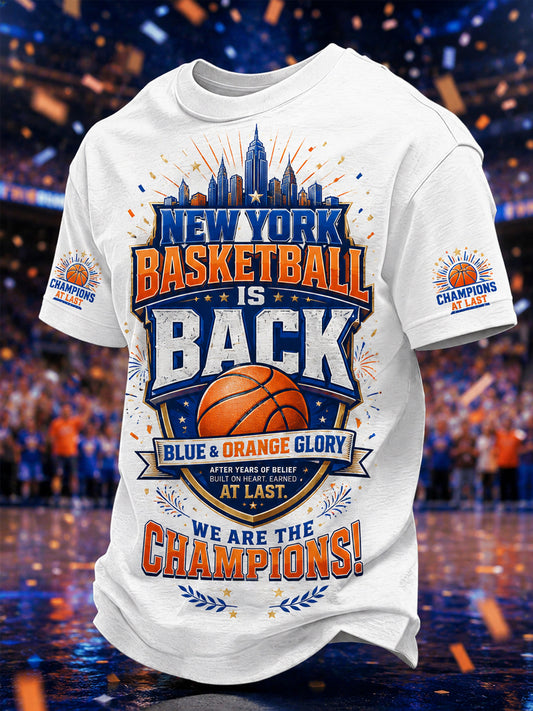 Men's We Are The Champions! Gift For Basketball Fans Print Casual Tee