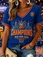 Women's Gift For Basketball Fans Print Casual V-Neck Tee