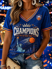 Women's Gift For Basketball Fans Print Casual V-Neck Tee