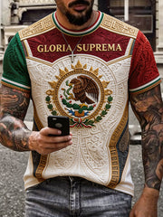 Men's Mexico Football Lover Art Printed T-shirt