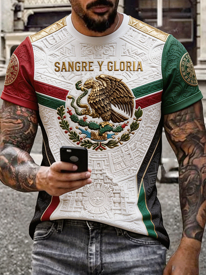 Men's Mexico Football Lover Art Printed T-shirt