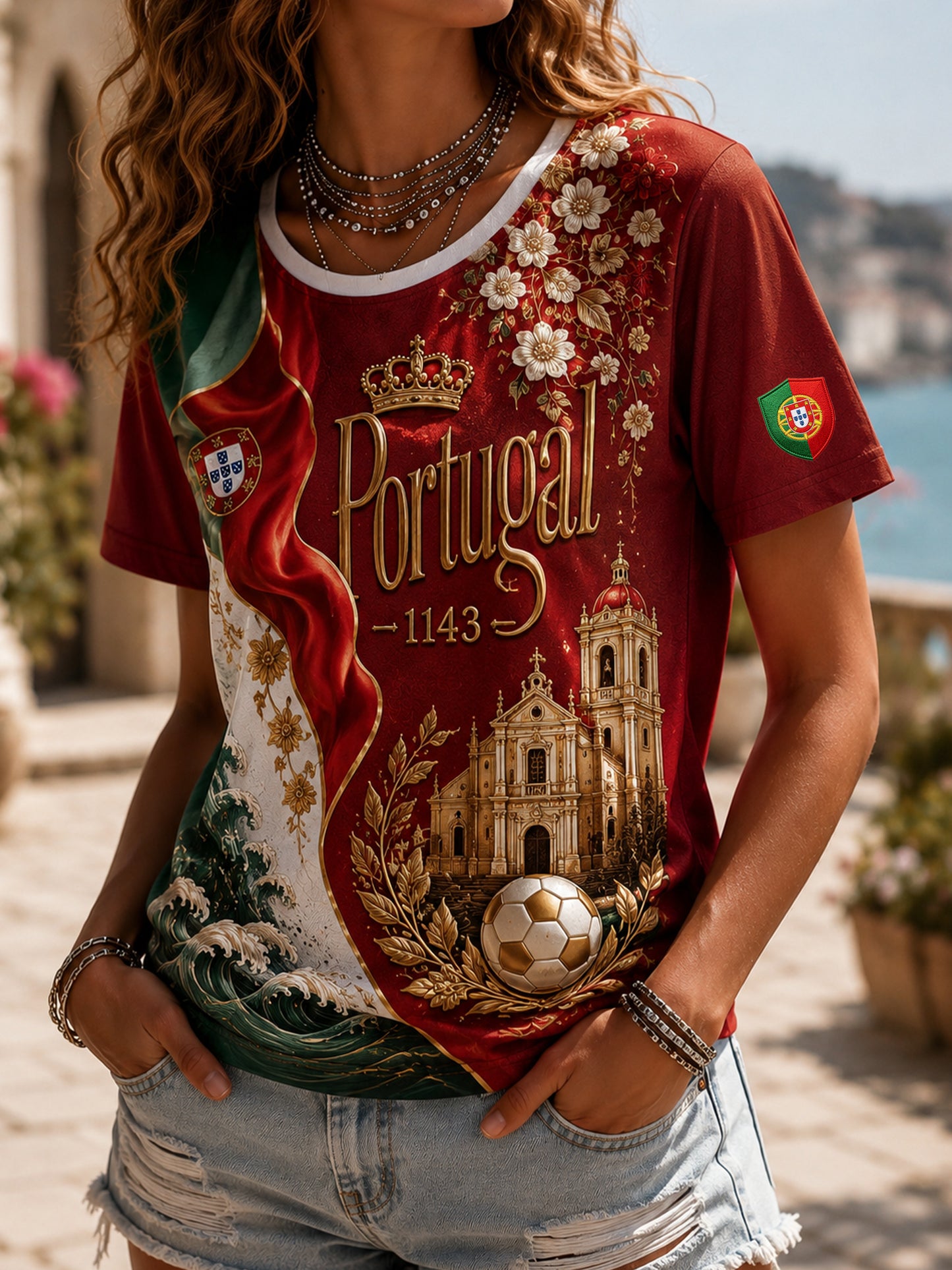 Women's Portugal Football Match Support Art Print T-Shirt