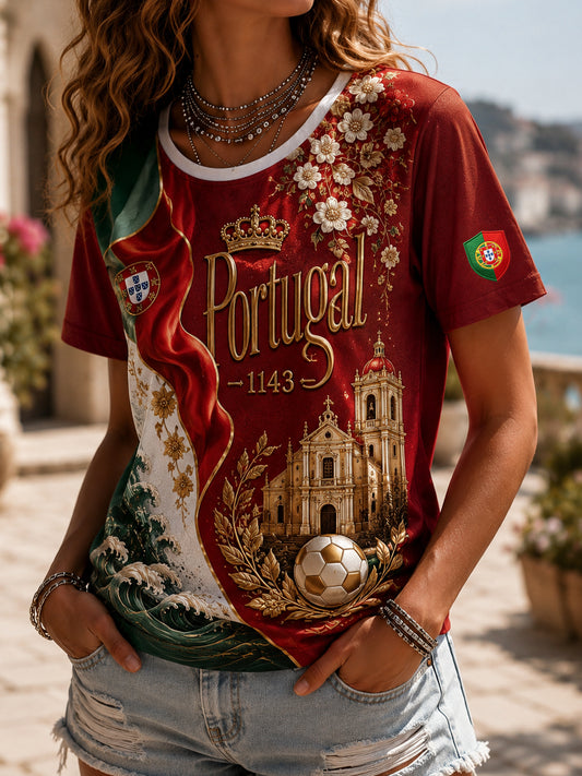 Women's Portugal Football Match Support Art Print T-Shirt