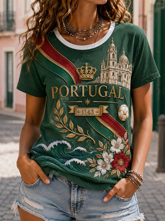 Women's Portugal Football Match Support Art Print T-Shirt