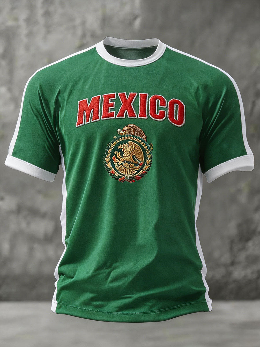 Men's Mexico Football Lover Art Printed T-shirt