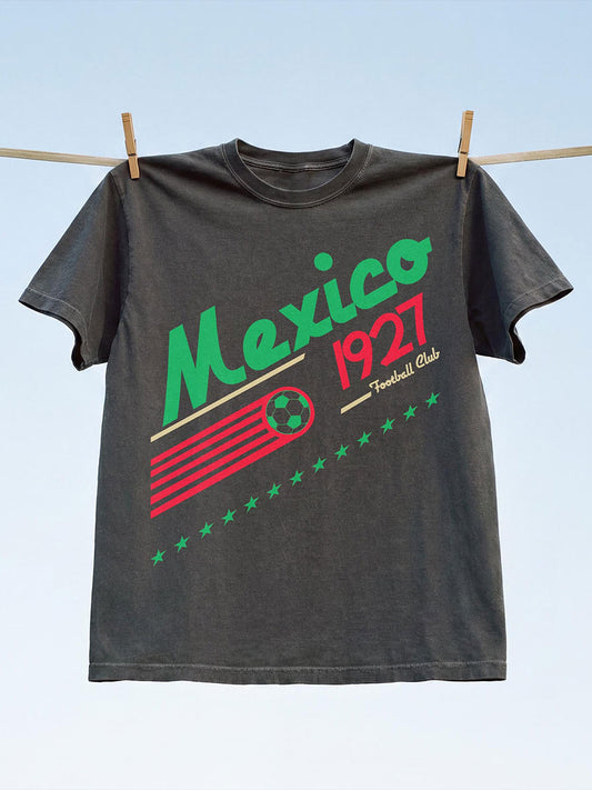 Men's Mexico Football Lover Art Printed T-shirt