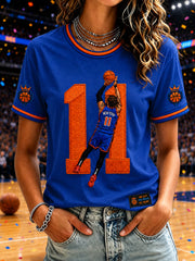 Women's Classic Basketball Fan Graphic Print Short Sleeve T-shirt