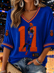 Women's Classic Basketball Fan Graphic Print  Waffle T-shirt