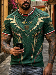 Men's Mexico Football Lover Art Printed T-shirt