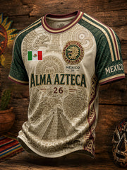 Men's Mexico Football Lover Art Printed T-shirt