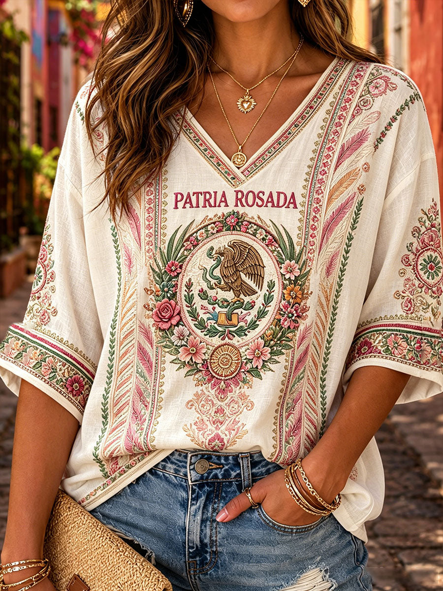 Women's  Mexico Football Lover Art Printed Casual Tops