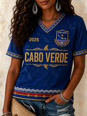 Women's Gift For Football Fans Print Casual V-Neck Tee