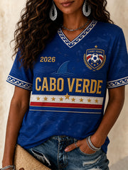 Women's Gift For Football Fans Print Casual V-Neck Tee