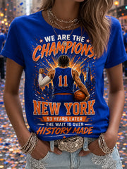 Women's New York Basketball Champions Celebration Print Casual Tee