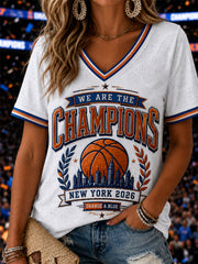 Women's Gift For Football Fans Print Casual V-Neck Tee