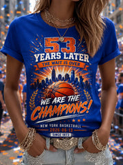 Women's New York Basketball Champions Celebration Print Casual Tee