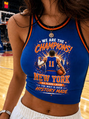 Women's New York Basketball Champions Celebration Print Casual Vest