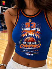 Women's New York Basketball Champions Celebration Print Casual Vest