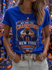 Women's New York Basketball Champions Celebration Print Casual Tee