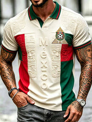 Men's Mexican Football Print Commemorative Polo Shirt
