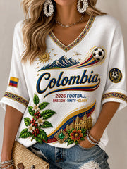 Women's 2026 Colombian Football Style Waffle T-shirt