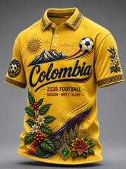 Men's 2026 Colombian Football Style Polo Shirt