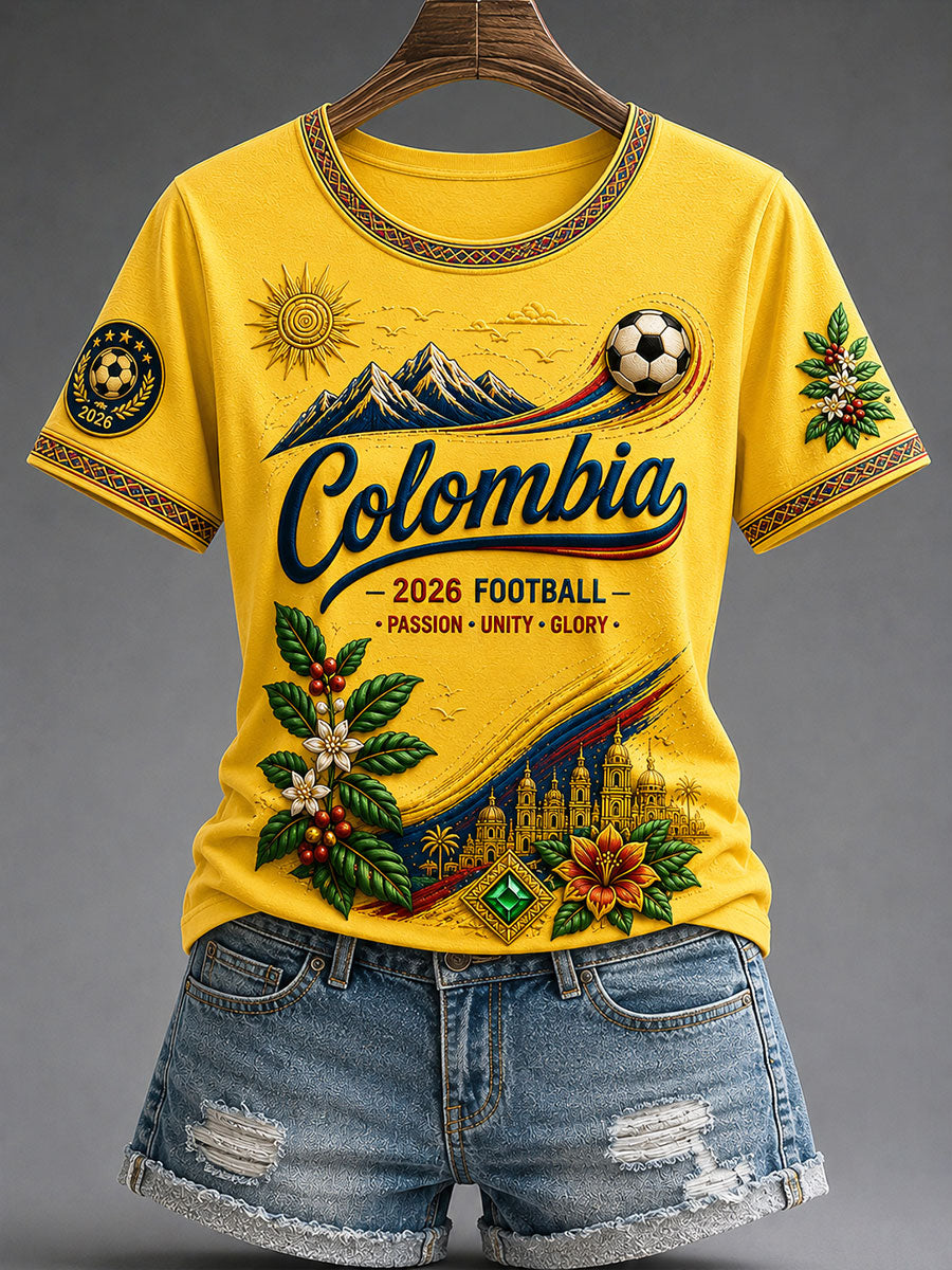 Women's 2026 Colombian Football Style T-shirt
