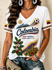 Women's 2026 Colombian Football Style T-shirt