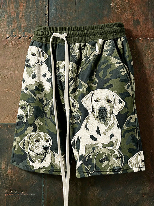 Men's Funny Camouflage Dog Drawstring Shorts