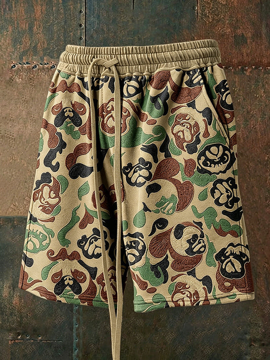 Men's Funny Camouflage Dog Drawstring Shorts