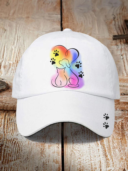 Unisex  Cute Dog And Cat Print Gift For Pet Lovers Hat