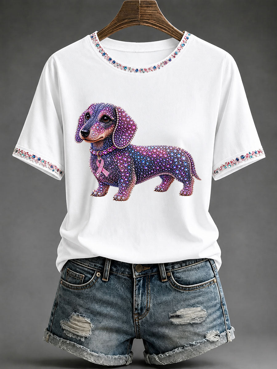Women's Breast Cancer Awareness Print Casual T-Shirt