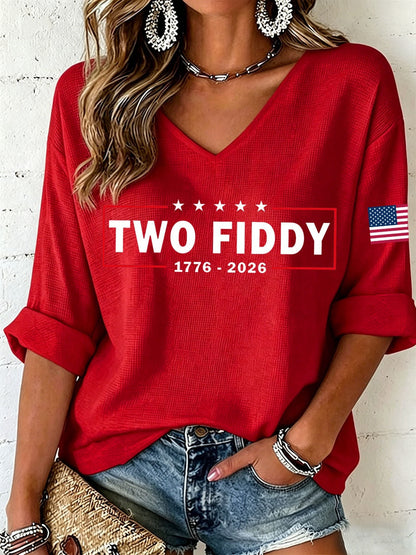 Women's Two Fiddy Waffle Top