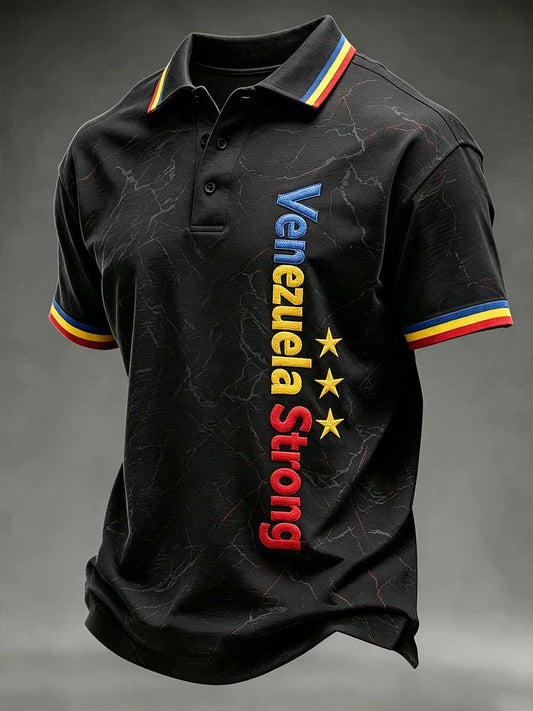 Men's Venezuela Strong Pattern Print Polo Shirt